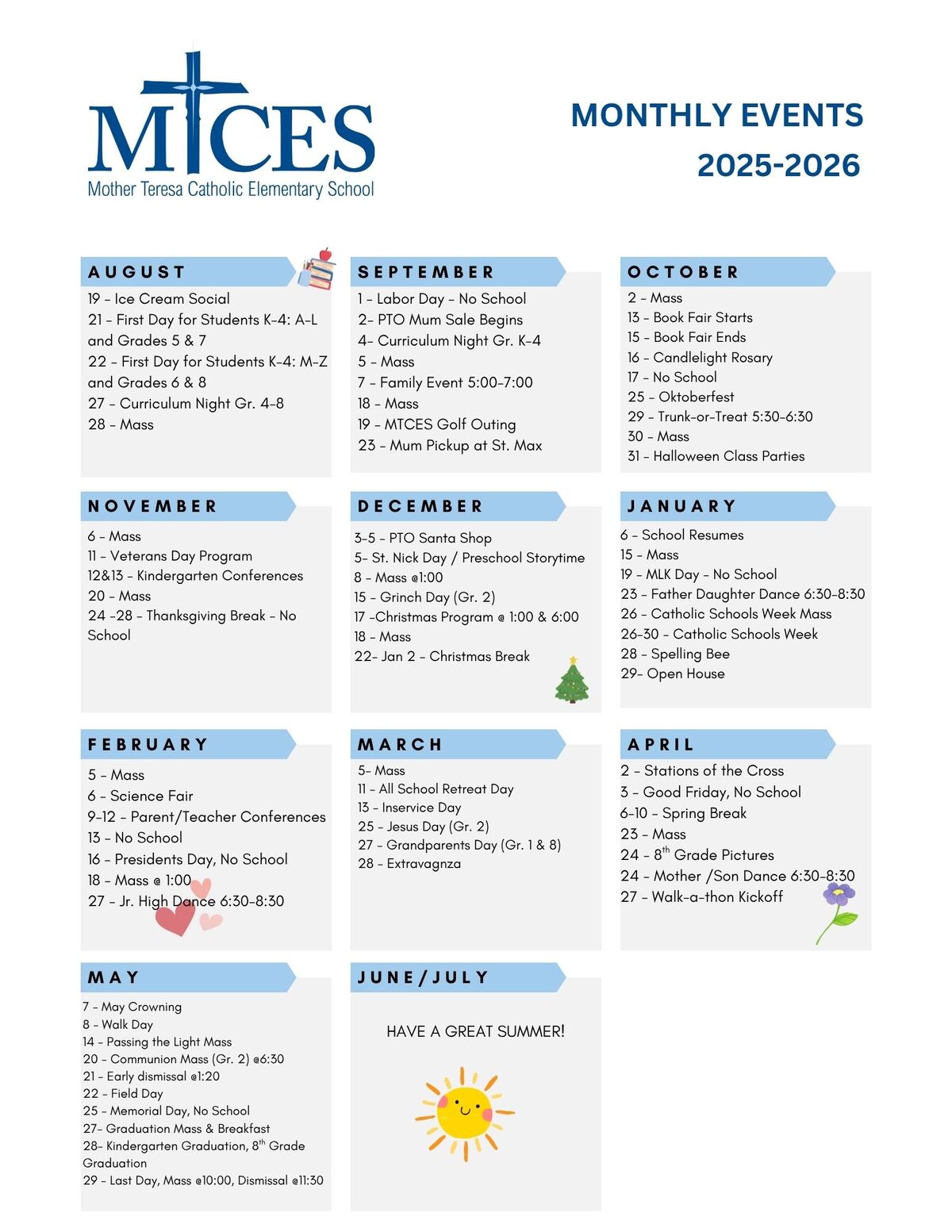 PTO Monthly Events 2024-2025